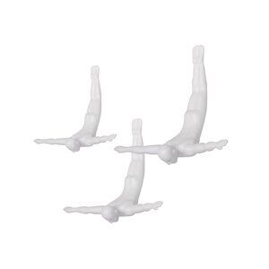 Wall Diver Home Decor Classic Wall-Art Sculpture | 3-Piece | White